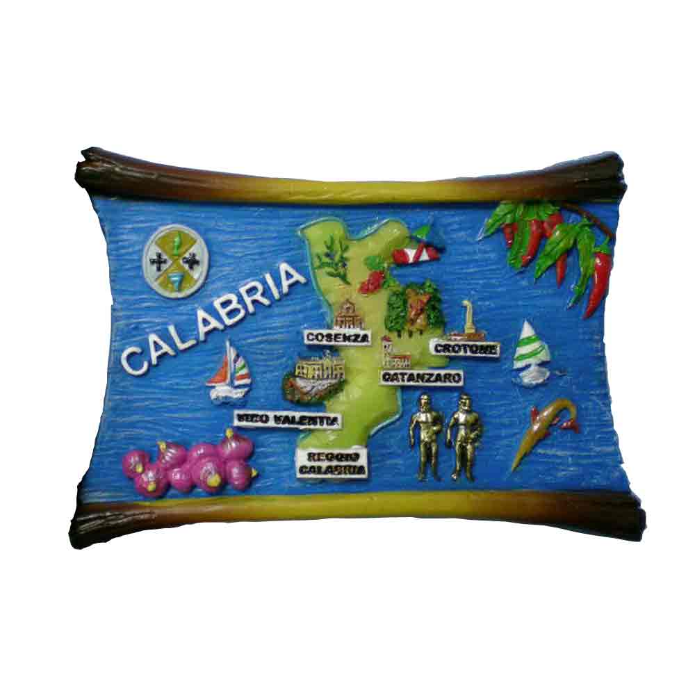 custom design calabria souvenir 3d polyresin fridge magnets