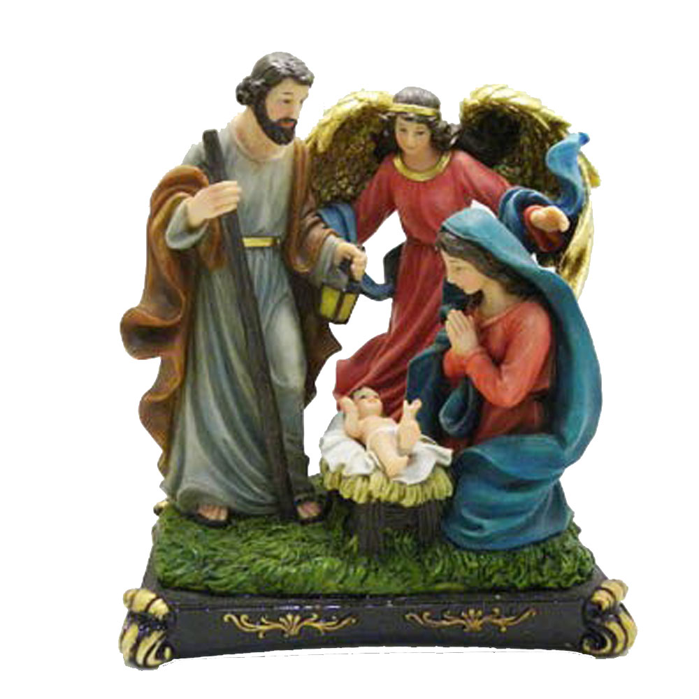 Indoor Decoration Resin Nativity with Angel Statue for Sale