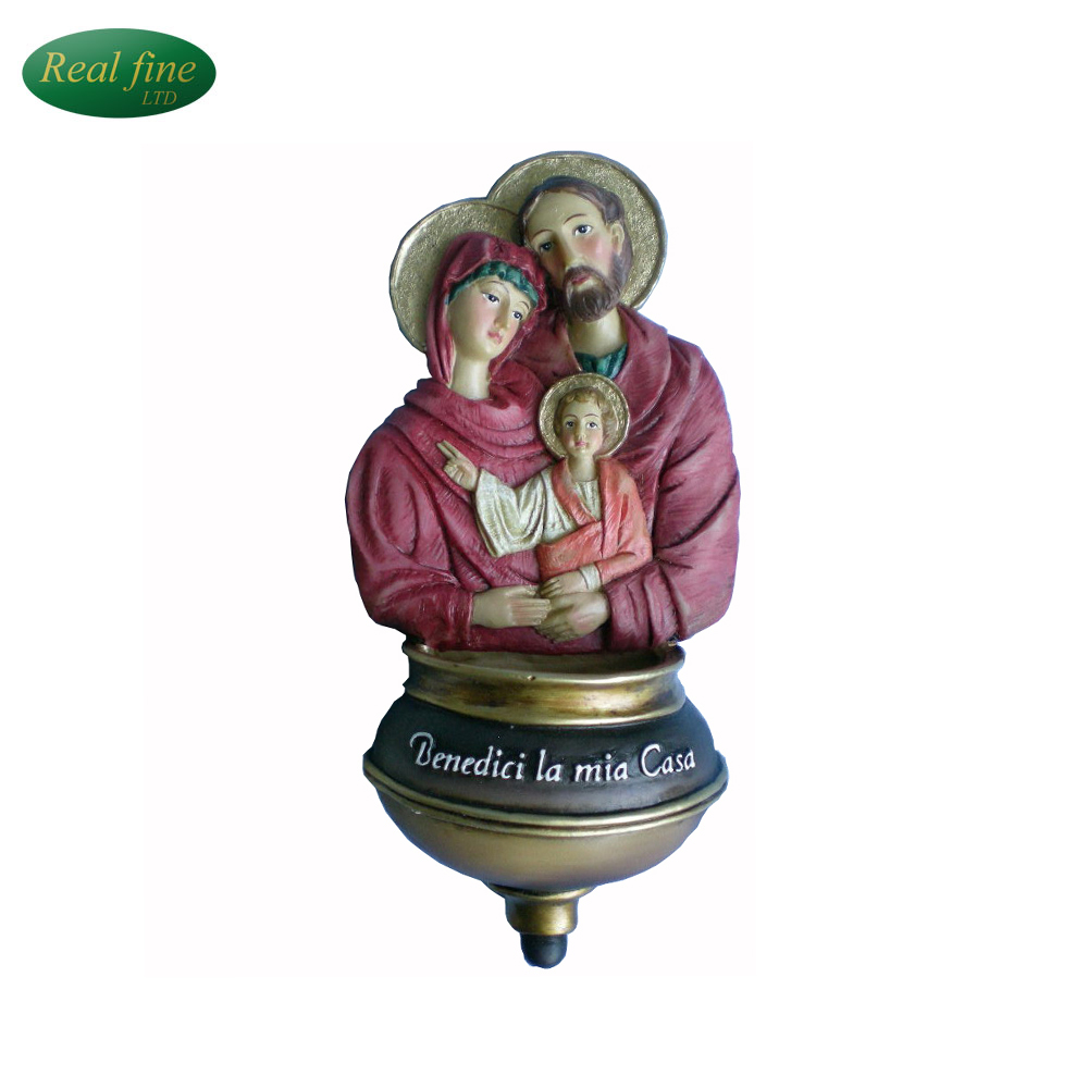 Wholesale popular religious saint family theme holy water resin product